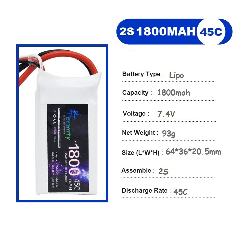 2PCS 7.4V Lipo 2S Battery 1500 - đánh giá và giá Drone Racing Battery