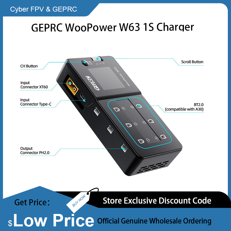GEPRC WooPower W63 1S Charger  - đánh giá và giá Drone Racing Charger